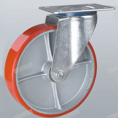 EW0112P&Q  SWIVEL PU CASTER MOLD ON CAST IRON