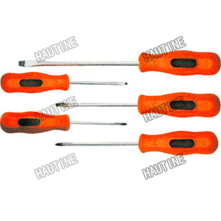 SD0095A SCREWDRIVER WITH DOUBLE COLOR FLAT RUBBER-PLASTIC HANDLE
