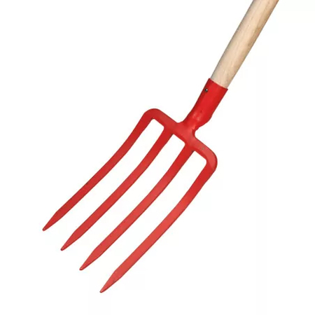 FK1813H FORK W/D SHAPED GRIP WOOD HANDLE, 4 PRONGS, F104