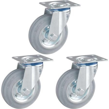 EW0080I SWIVEL GRAY RUBBER CASTER W/STEEL CORE, A-C03#