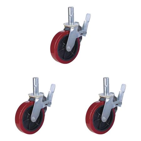 EW0081B SCAFFOLD PU WHEEL W/PP CORE & BRAKE, SOLID STEM, 1152#