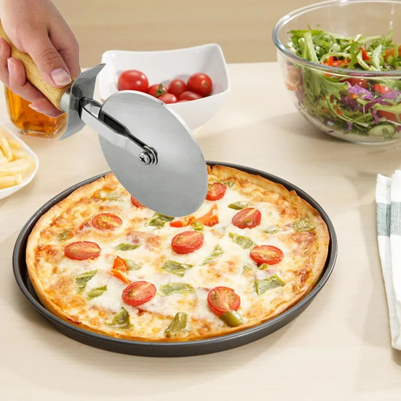 Pizza Cutter with Wooden Handle and Plastic Handle